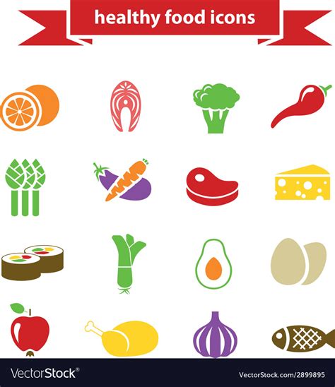 Healthy Food Icons Royalty Free Vector Image Vectorstock