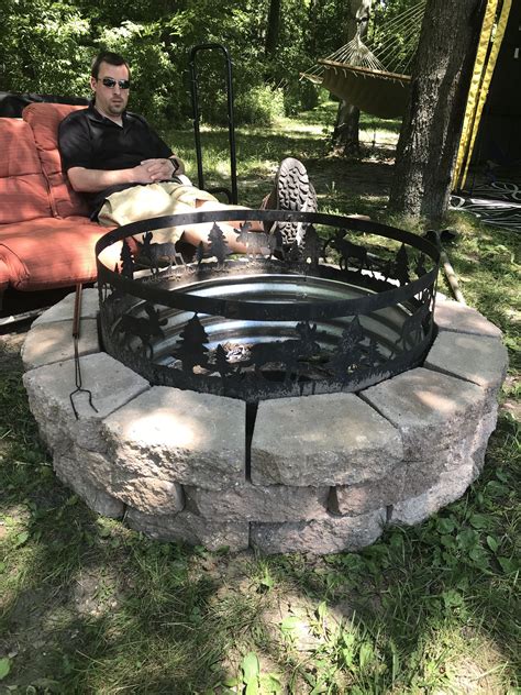 36 Galvanized Steel Fire Ring With Decorative Top Fire Pit Backyard