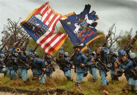 The american civil war erupted between the slave states of the south and the states of the union. Volley Fire Painting : Sash and Sabre 25mm American Civil War Union infantry review