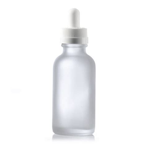 1 Oz Clear Frosted Boston Round Glass Bottle W White Child Resistant