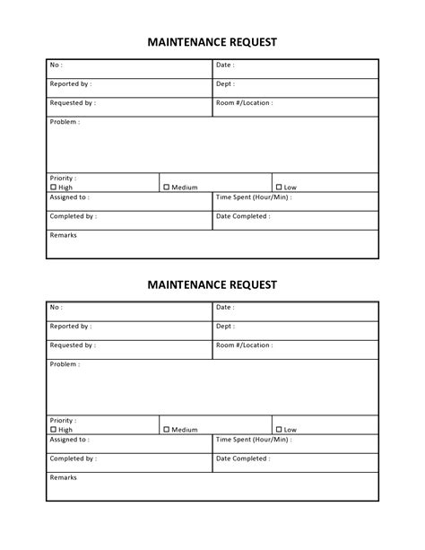 Free Fillable Printable Maintenance Request Form Printable Forms Free