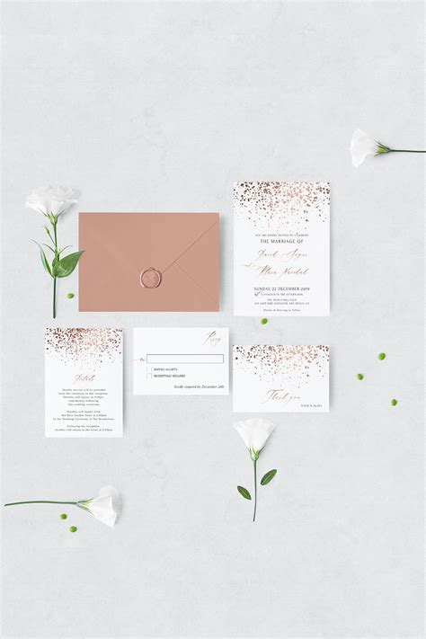 Rose Gold Wedding Invitation Template Printable Rose Gold And Gray