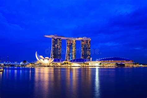 Singapore City Skyline At Night Editorial Stock Photo Image Of