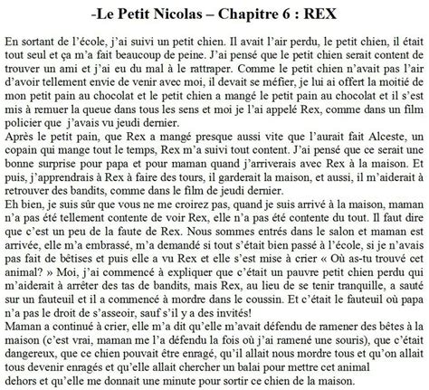Lecture D Un Texte Le Petit Nicolas Chapitre Rex A Da