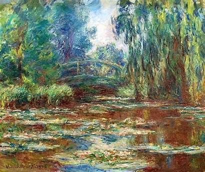 Monet Lily Pond Claude Water Bridge Paintings