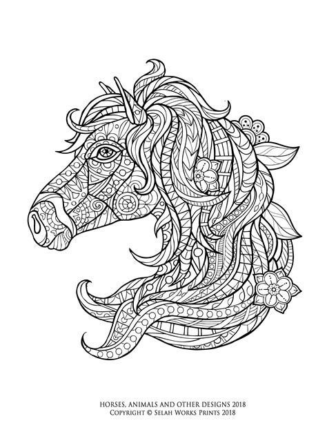 Horses Animals And Other Designs Adult Coloring Book Selah Works