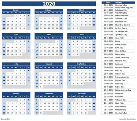 Calendar Week List 2020 Month Calendar Printable
