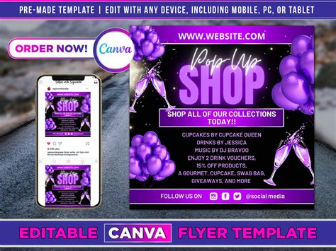 Pop Up Shop Flyer Bundle Canva Template Summer Pop Up Shop Etsy