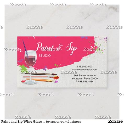 Paint And Sip Wine Glass Art Studio Business Card Zazzle