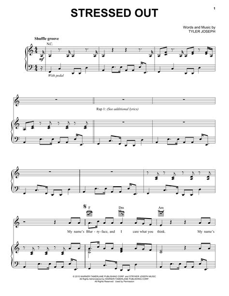 Stressed Out Sheet Music By Twenty One Pilots Piano Vocal And Guitar