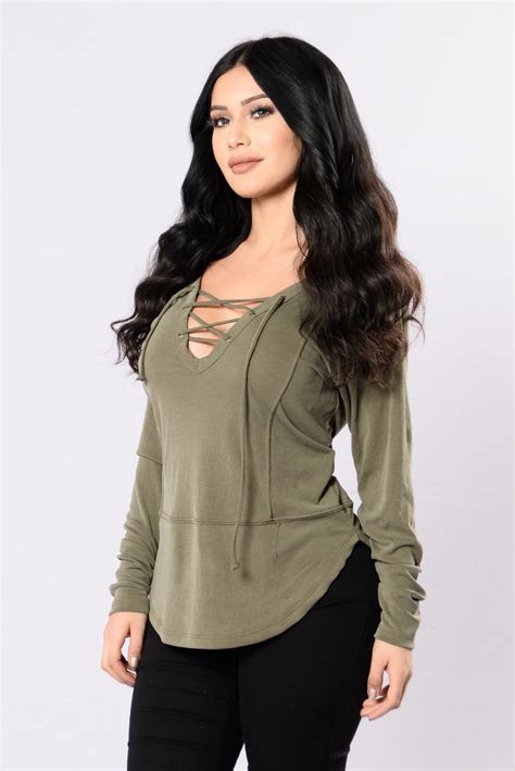 All Laced Up Top Olive Fashion Nova Knit Tops Fashion Nova