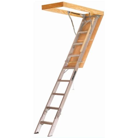 Louisville Aluminum Folding Attic Ladder 8 Ft To 10 Ft Rough Opening