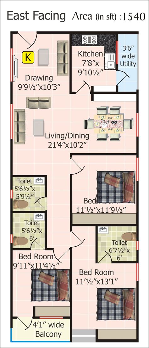 30 X 60 North Facing House Plans