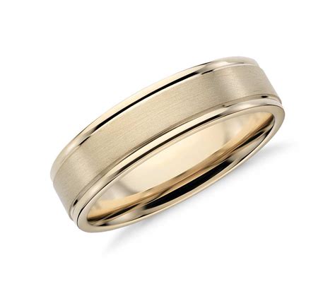 Shop online the awards winning selection of wedding rings and eternity bands from 77 diamonds london. Brushed Inlay Wedding Ring in 14k Yellow Gold (6mm) | Blue ...