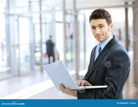 Businessman Using Laptop Stock Photo Image Of Fulfilled 8260634
