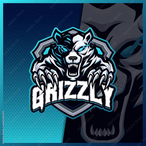 Grizzly Bears Roar Mascot Esport Logo Design Illustrations Vector