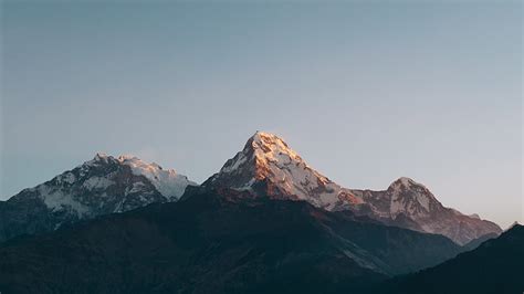 Amanecer Macizo De Annapurna Himalaya Mínimo Montañas 4k Nepal