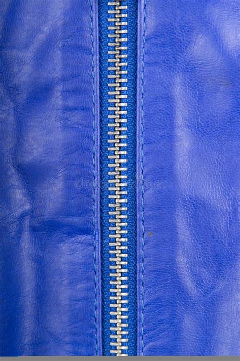 Blue Leather And Locking Zipper Stock Photo Image Of Textured Effect