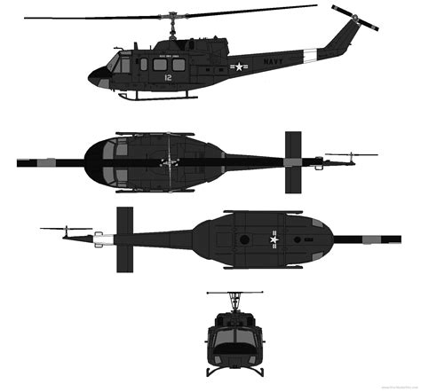 Bell Uh 1n Iroquois Helicopter Drawings Dimensions Figures