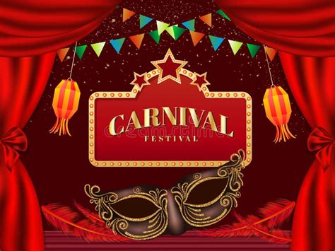 Carnival Festival Poster Or Banner Design With Realistic Party Mask