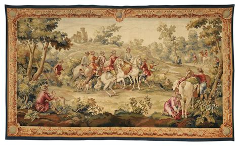 389 Manufacture D Aubusson Tapisserie Représentant Une Chasse à Courre Début Du Xxe Siècle