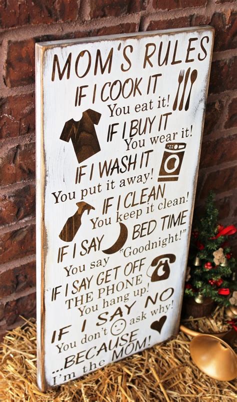 Find great deals on ebay for moms christmas presents. Gifts For Mom Mom's Rules Rustic Wood Sign by ...