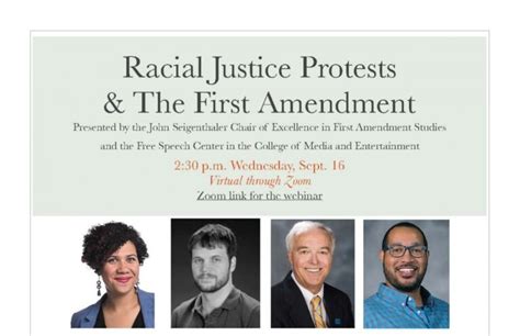 Sept Panel To Discuss Racial Justice Protests And The First