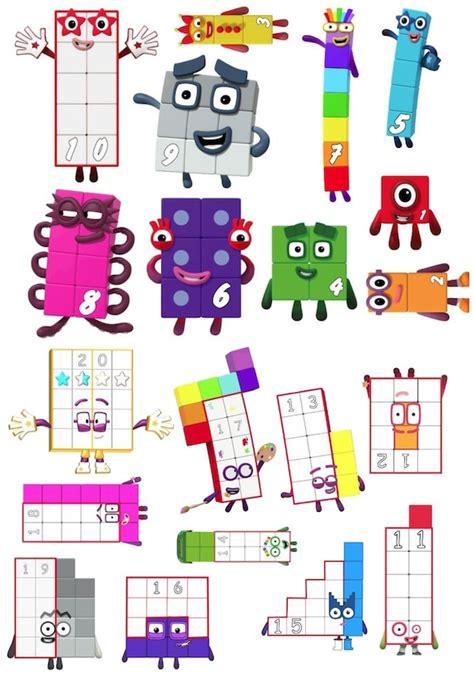 Numberblocks Characters 1 20 Individual High Definition Png Etsy