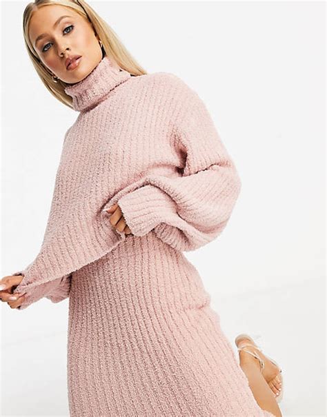 Missguided Co Ord Fluffy Jumper In Blush Asos