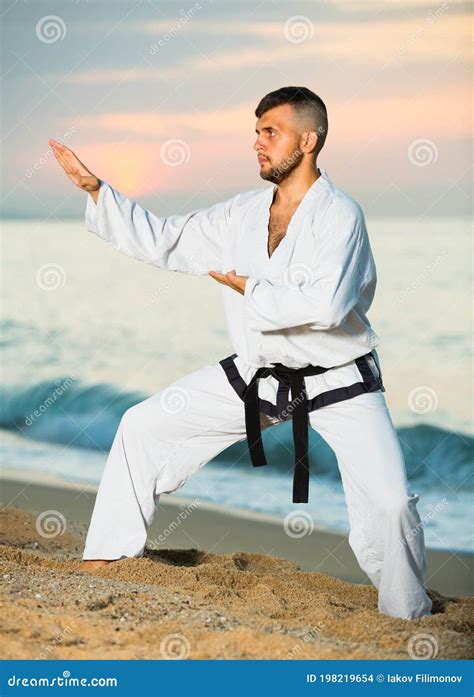 Sportsman Is Training The Shiko Dachi Stance Stock Photo Image Of
