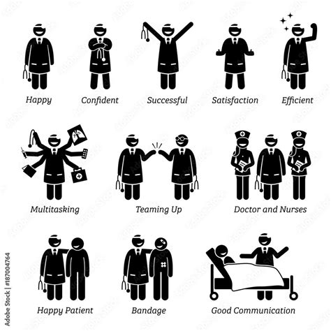 Happy And Cheerful Doctor Stick Figure Pictogram Depicts A Doctor That