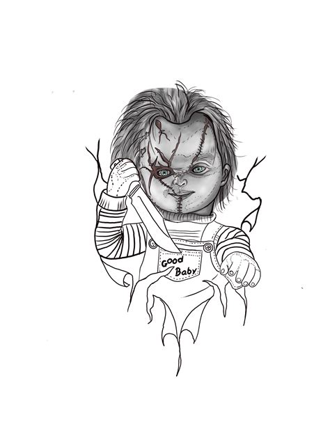 Chuckytattoo Chucky Tattoo Outline Drawings Scary Drawings Images And Photos Finder