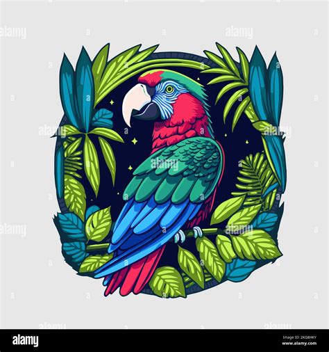 Colorful Macaw Parrot Head Visual Identity Vector Illustration