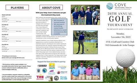 Coves 26th Annual Golf Tournament Brochure Cove Behavioral Health