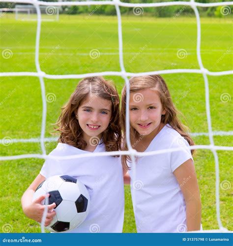 Soccer Football Kid Girls Playing On Field Stock Photo Image Of