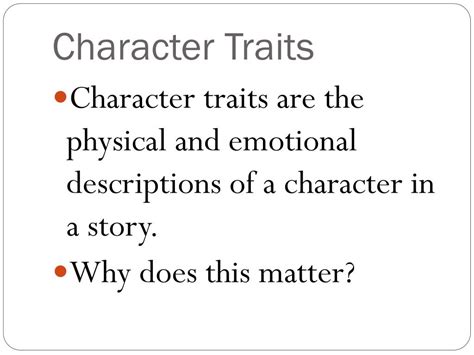 Ppt Character Traits And Motivations Powerpoint Presentation Free