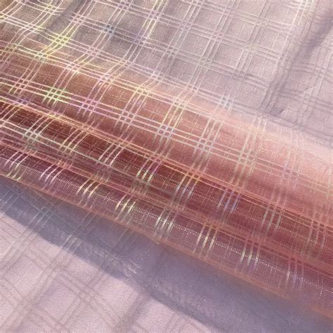 dazzling iridescent grid medium hardness mesh fabric oneyard