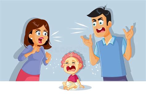 Baby Crying While Parents Argue And Scream Stock Vector Illustration