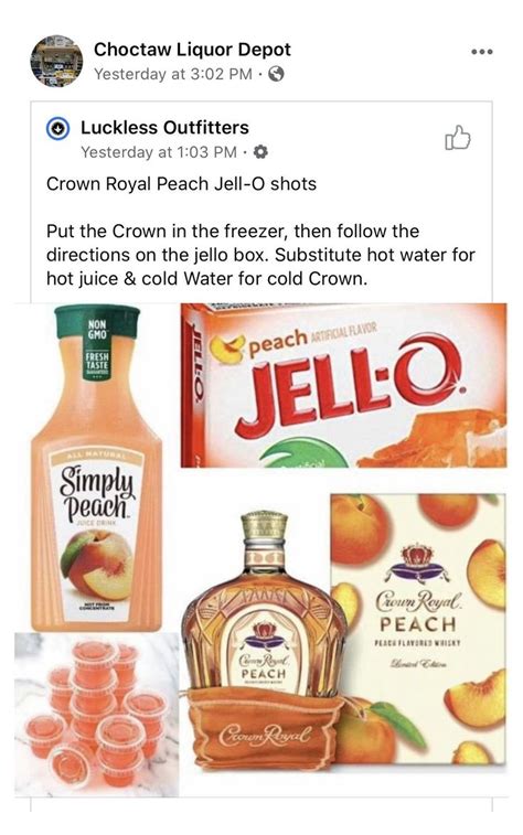 Apple drinks are very popular here. #peach #crown #jello #shot #recipes # ...