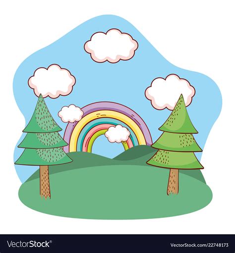 Outdoors Landscape Scenery Cartoon Royalty Free Vector Image