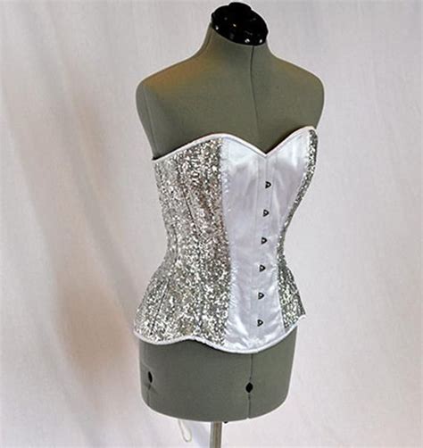 Shiny Sequins And Satin Overbust Authentic Corset With Long Etsy