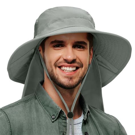Solaris Mens Sun Protection Hat With Neck Flap Coverwide Brim