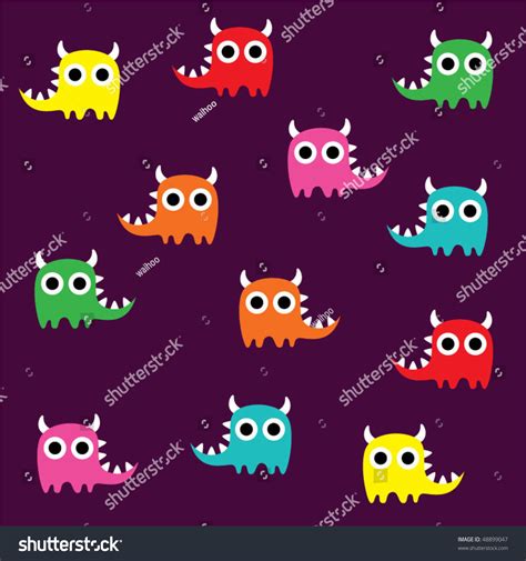 Cute Monster Wallpaper Stock Vector Royalty Free 48899047 Shutterstock