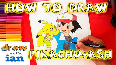 How To Draw Pikachu And Ash Together Youtube