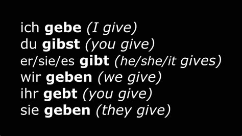 Learn German Verbs Lesson 15 Geben Give Verben Im Präsens High