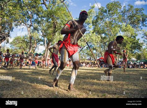 indigenous dancers at the laura aboriginal dance festival laura queensland australia stock