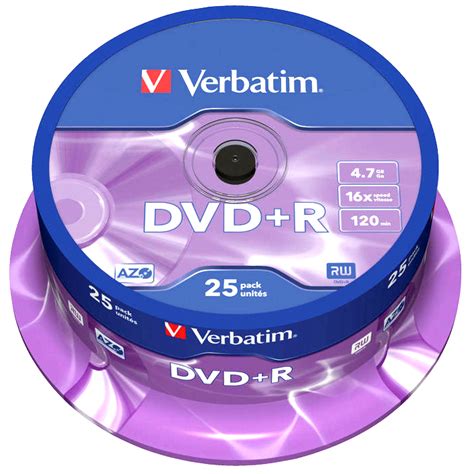 Verbatim 16x Dvd R Branded Blank Dvds 4 7gb 43500 25 Discs