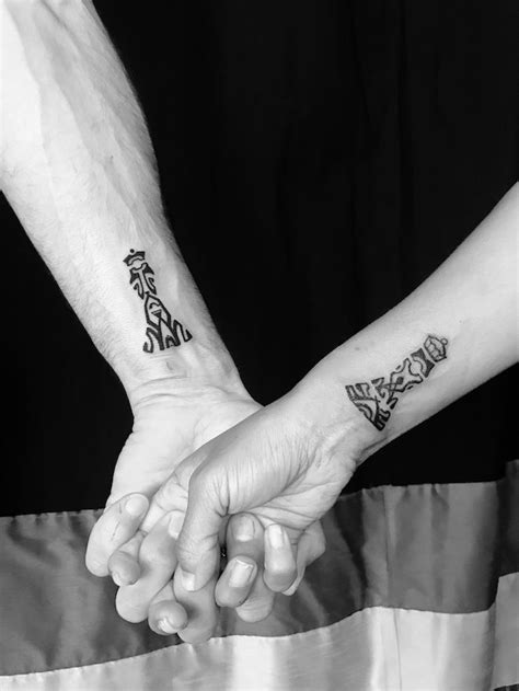King And Queen Chess Pieces Wrist Tattoos Couple Tattoo Ideas