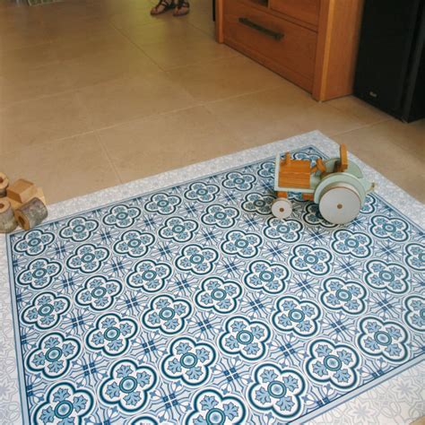 Blue Vinyl Floor Mat Area Rug Linoleum Rug Printed Pvc Etsy Australia