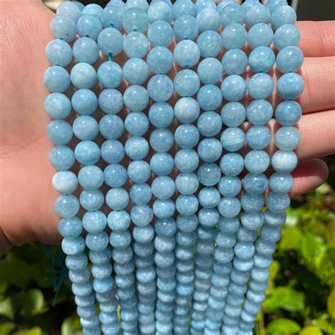 Blue Aquamarine Beads Round Natural Gemstone Loose Beads Sold By 15